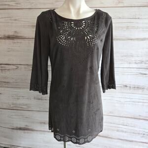 Flying Tomato Slate Gray Faux Suede Boho Dress sz M